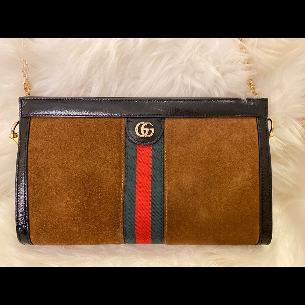 Gucci Ophidia Medium Brown Suede Bag